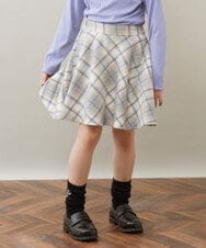 KJHLP60029 a.v.v KIDS(アー・ヴェ・ヴェ) [100-130]シャギーチェックフレアスカート ベージュ