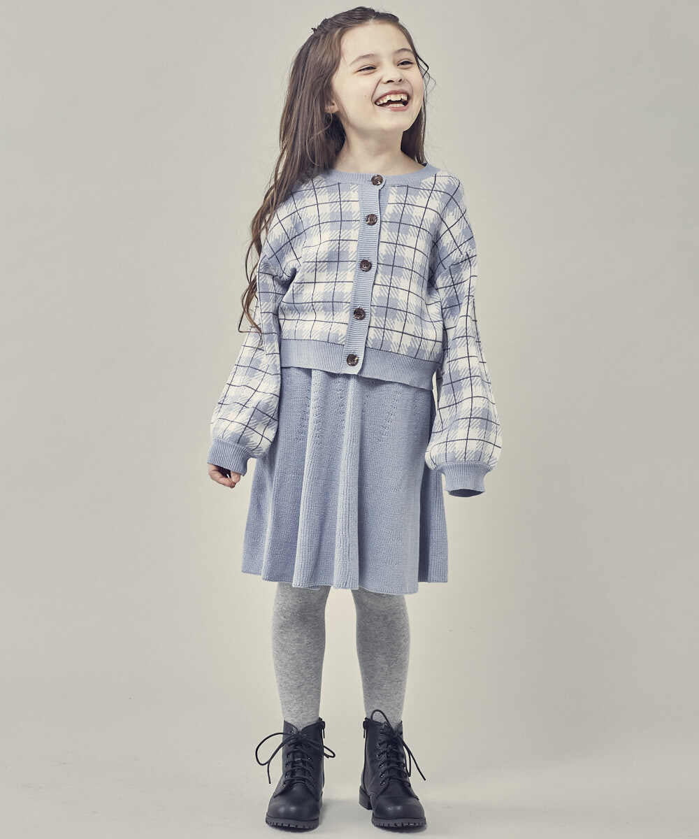 KJHLQ61039 a.v.v KIDS(アー・ヴェ・ヴェ) [140-150]ニットフレアスカート ベージュ