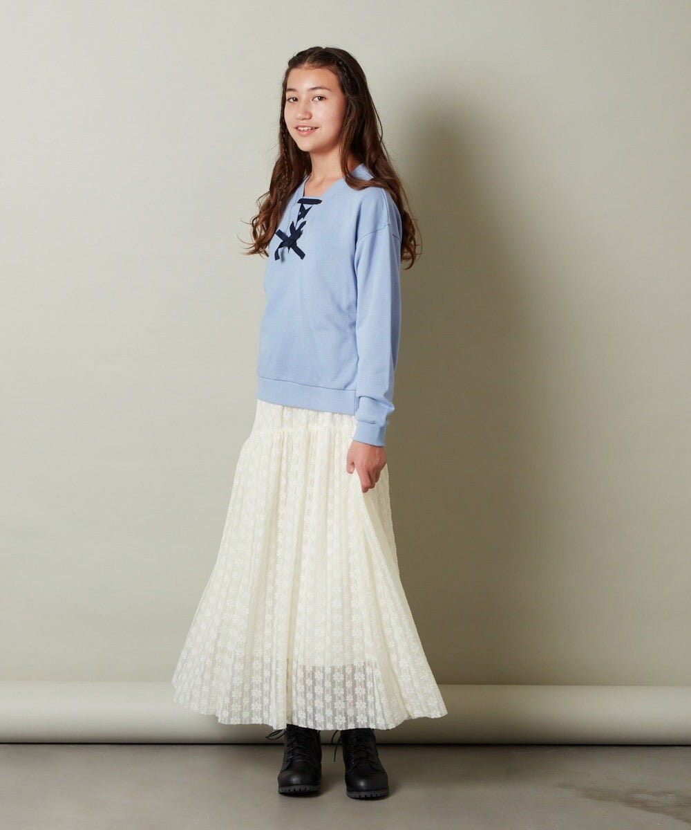 KJHLS60029 a.v.v KIDS(アー・ヴェ・ヴェ) [110-130]チュールロングスカート アイボリー