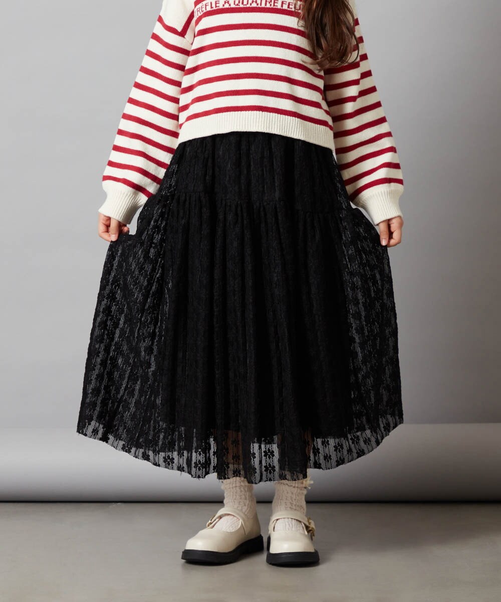 KJHLS60029 a.v.v KIDS(アー・ヴェ・ヴェ) [110-130]チュールロングスカート アイボリー