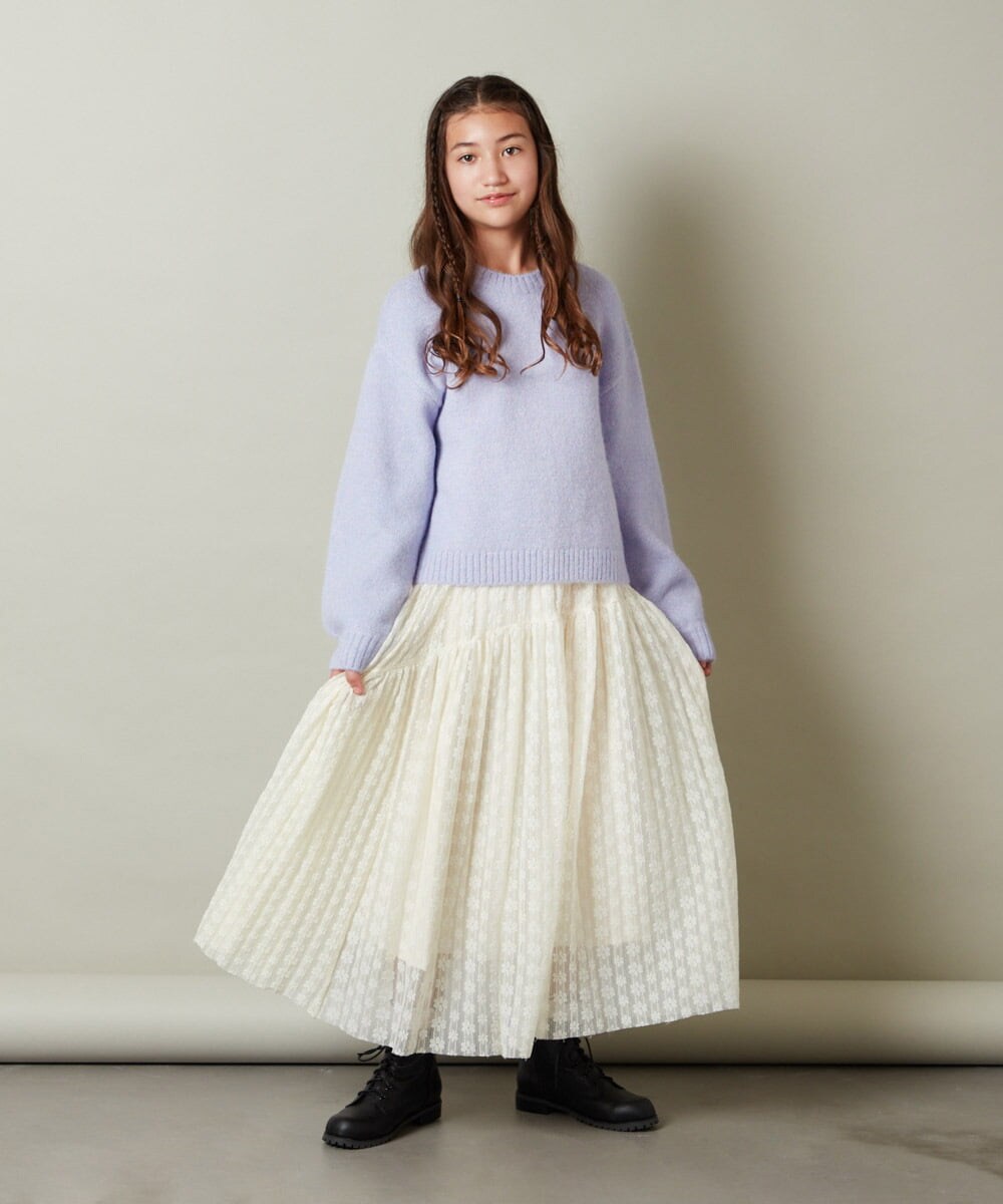 KJHLS60029 a.v.v KIDS(アー・ヴェ・ヴェ) [110-130]チュールロングスカート アイボリー