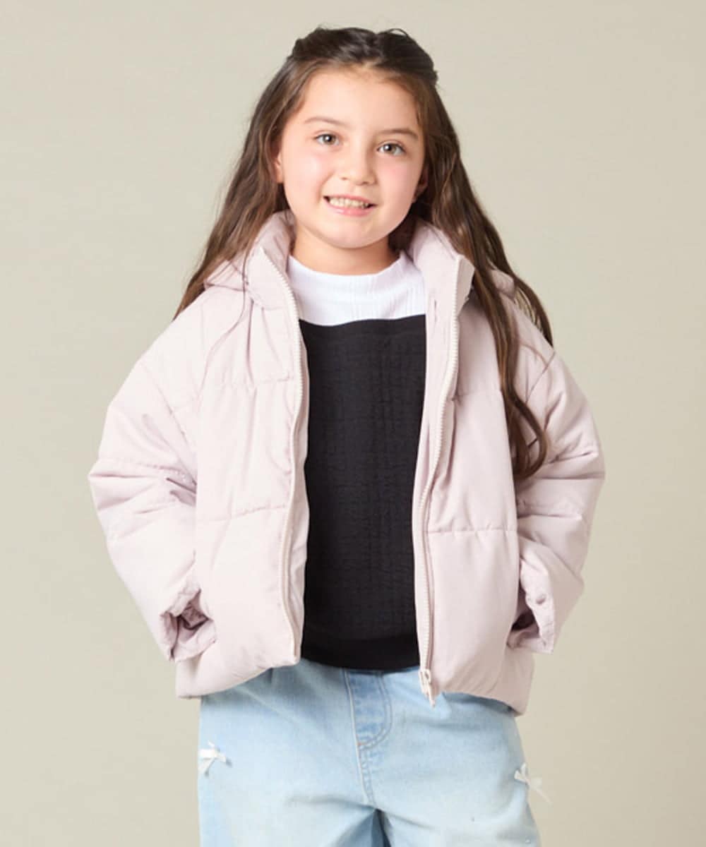 KJJAD02069 a.v.v KIDS(アー・ヴェ・ヴェ) [100-160]【フード取り外し可能/お家で洗える】中綿ショートブルゾン ピンク