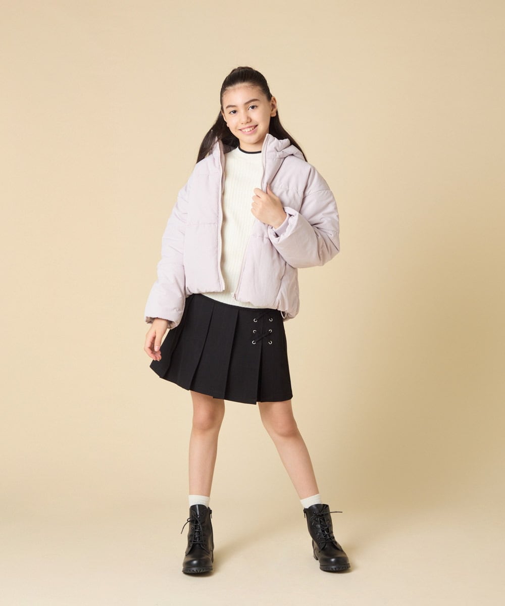 KJJAD02069 a.v.v KIDS(アー・ヴェ・ヴェ) [100-160]【フード取り外し可能/お家で洗える】中綿ショートブルゾン ピンク