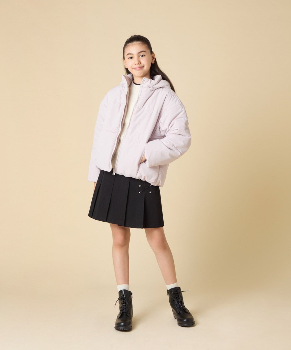 KJJAD02069 a.v.v KIDS(アー・ヴェ・ヴェ) [100-160]【フード取り外し可能/お家で洗える】中綿ショートブルゾン ピンク