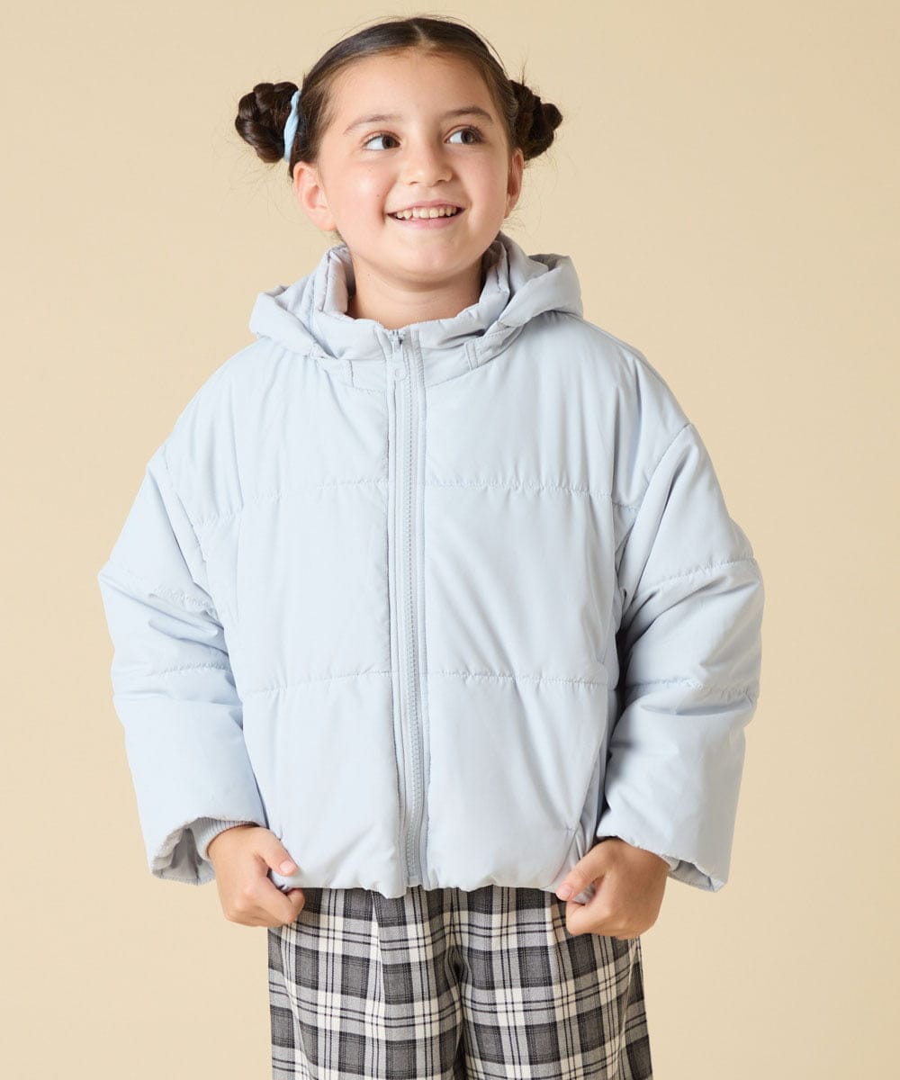 KJJAD02069 a.v.v KIDS(アー・ヴェ・ヴェ) [100-160]【フード取り外し可能/お家で洗える】中綿ショートブルゾン ピンク