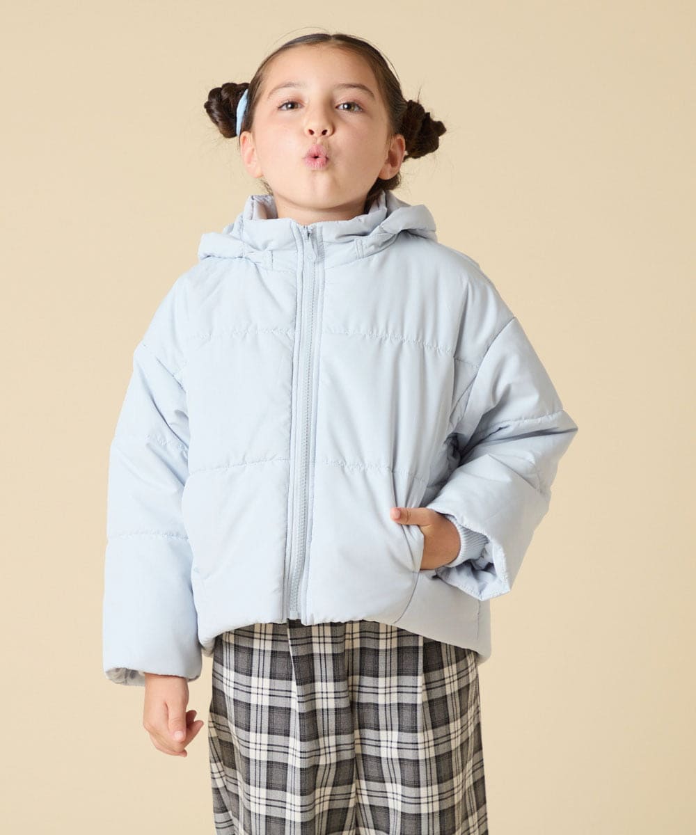 KJJAD02069 a.v.v KIDS(アー・ヴェ・ヴェ) [100-160]【フード取り外し可能/お家で洗える】中綿ショートブルゾン ピンク