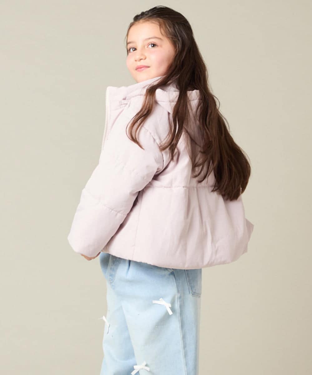 KJJAD02069 a.v.v KIDS(アー・ヴェ・ヴェ) [100-160]【フード取り外し可能/お家で洗える】中綿ショートブルゾン ピンク