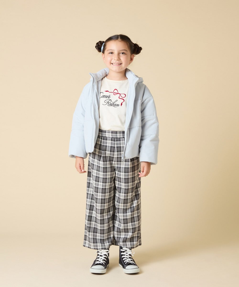 KJJAD02069 a.v.v KIDS(アー・ヴェ・ヴェ) [100-160]【フード取り外し可能/お家で洗える】中綿ショートブルゾン ピンク