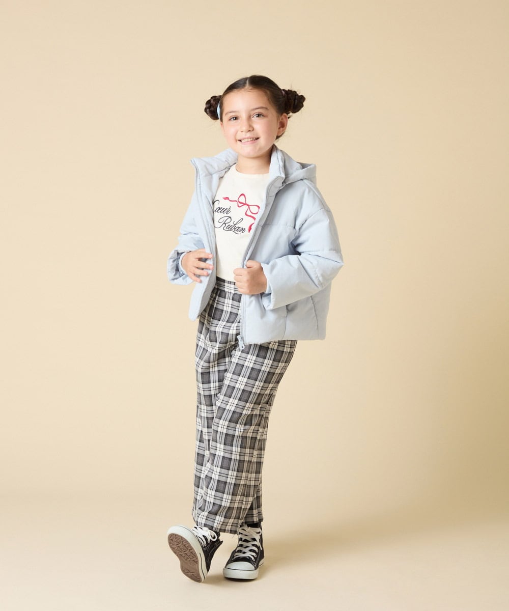 KJJAD02069 a.v.v KIDS(アー・ヴェ・ヴェ) [100-160]【フード取り外し可能/お家で洗える】中綿ショートブルゾン ピンク