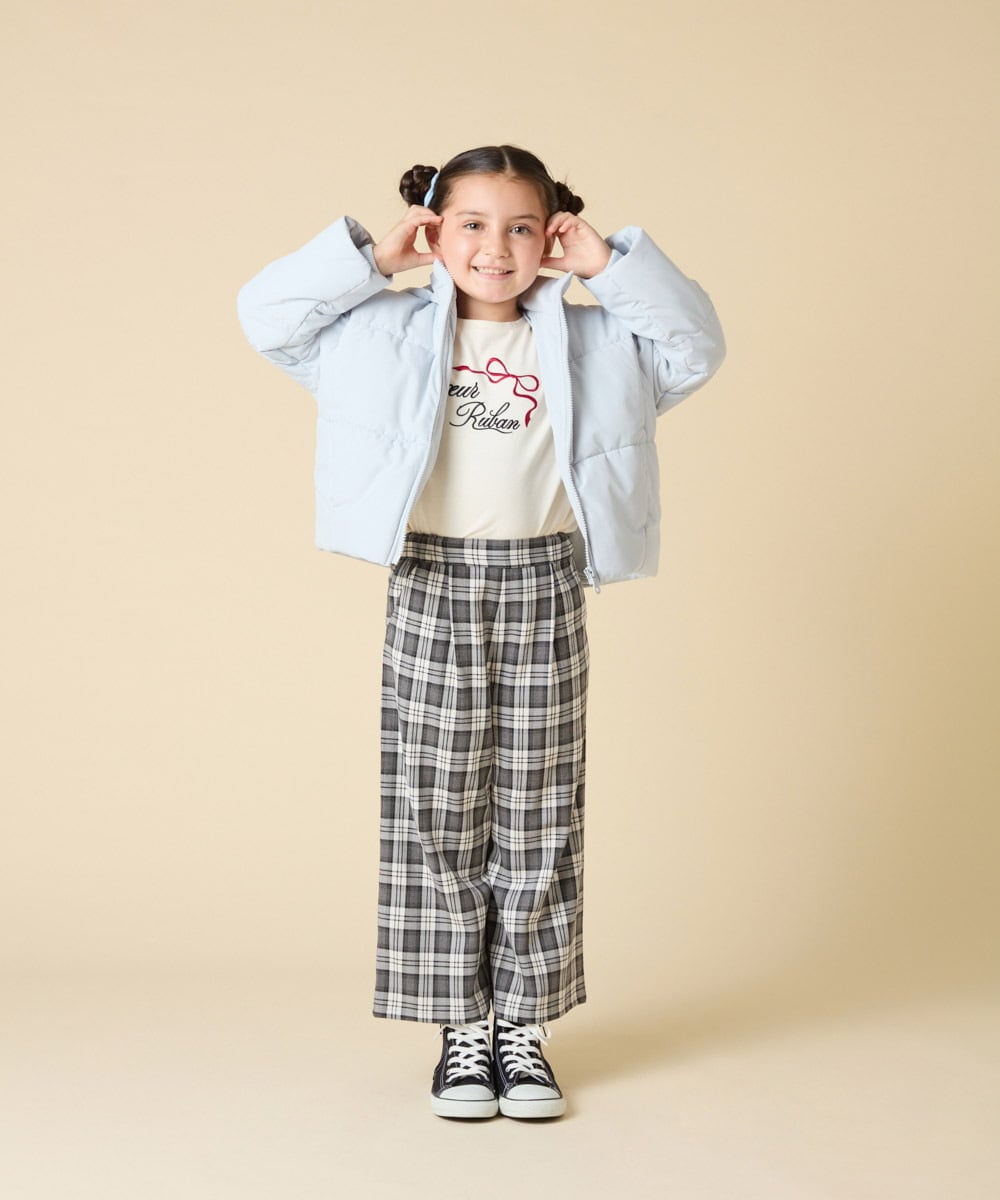 KJJAD02069 a.v.v KIDS(アー・ヴェ・ヴェ) [100-160]【フード取り外し可能/お家で洗える】中綿ショートブルゾン ピンク