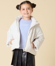 KJJAD02069 a.v.v KIDS(アー・ヴェ・ヴェ) [100-160]【フード取り外し可能/お家で洗える】中綿ショートブルゾン ピンク