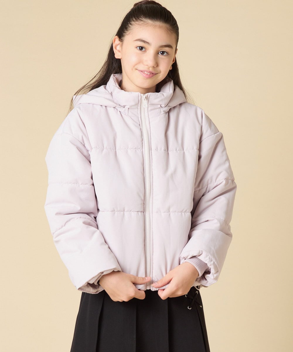 KJJAD02069 a.v.v KIDS(アー・ヴェ・ヴェ) [100-160]【フード取り外し可能/お家で洗える】中綿ショートブルゾン ピンク