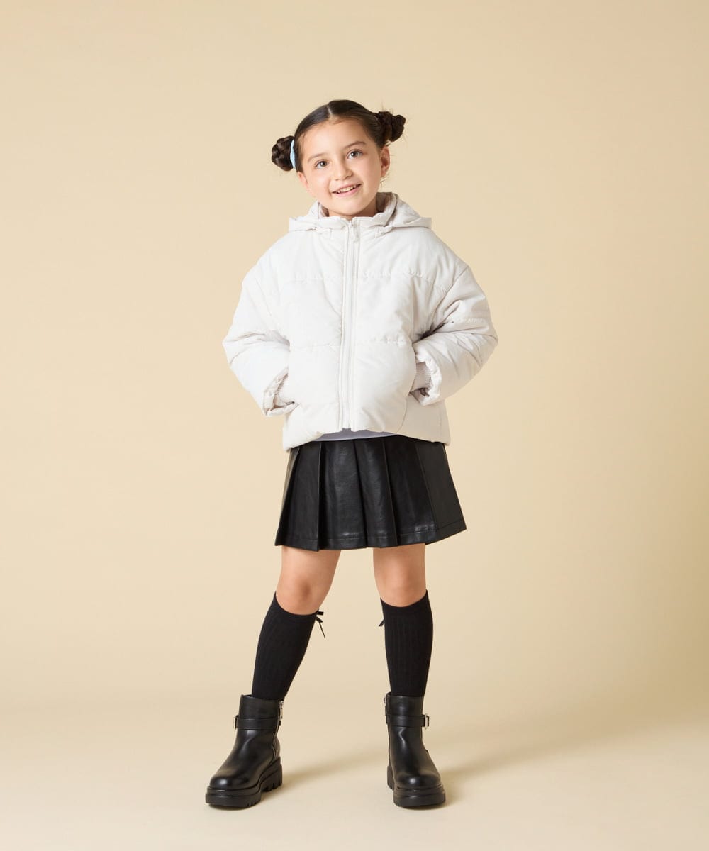 KJJAD02069 a.v.v KIDS(アー・ヴェ・ヴェ) [100-160]【フード取り外し可能/お家で洗える】中綿ショートブルゾン ピンク