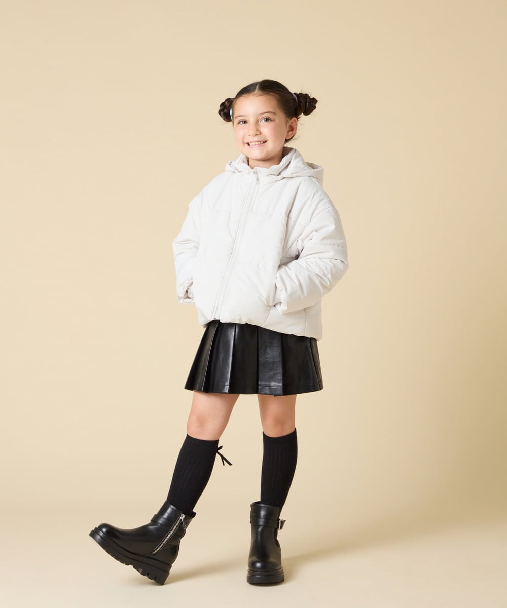 KJJAD02069 a.v.v KIDS(アー・ヴェ・ヴェ) [100-160]【フード取り外し可能/お家で洗える】中綿ショートブルゾン ピンク