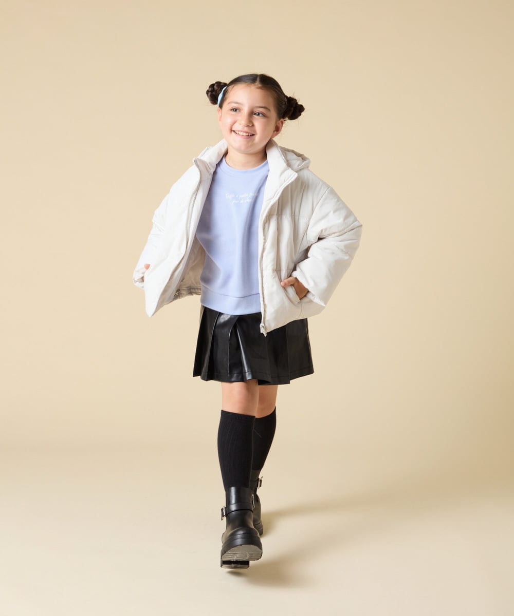 KJJAD02069 a.v.v KIDS(アー・ヴェ・ヴェ) [100-160]【フード取り外し可能/お家で洗える】中綿ショートブルゾン ピンク