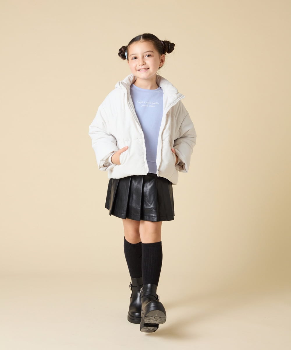 KJJAD02069 a.v.v KIDS(アー・ヴェ・ヴェ) [100-160]【フード取り外し可能/お家で洗える】中綿ショートブルゾン ピンク