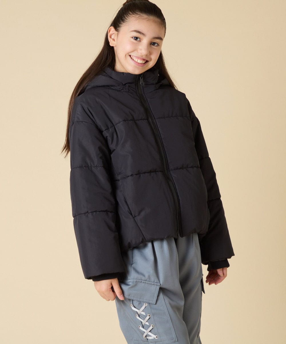 KJJAD02069 a.v.v KIDS(アー・ヴェ・ヴェ) [100-160]【フード取り外し可能/お家で洗える】中綿ショートブルゾン ピンク
