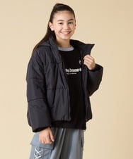 KJJAD02069 a.v.v KIDS(アー・ヴェ・ヴェ) [100-160]【フード取り外し可能/お家で洗える】中綿ショートブルゾン ピンク