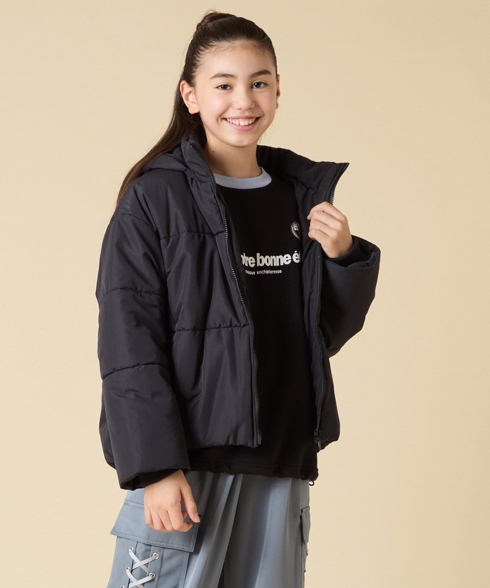 KJJAD02069 a.v.v KIDS(アー・ヴェ・ヴェ) [100-160]【フード取り外し可能/お家で洗える】中綿ショートブルゾン ピンク