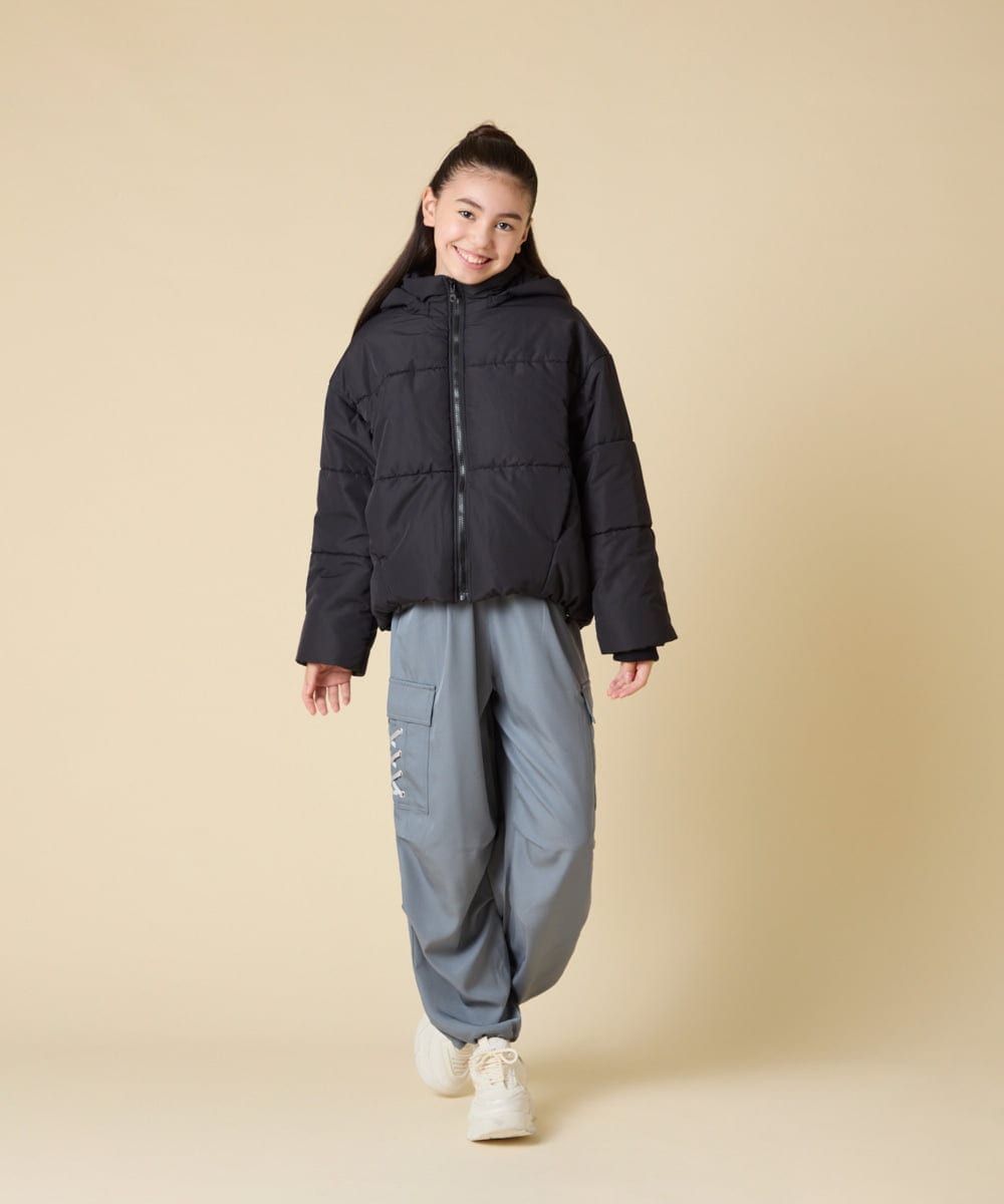 KJJAD02069 a.v.v KIDS(アー・ヴェ・ヴェ) [100-160]【フード取り外し可能/お家で洗える】中綿ショートブルゾン ピンク