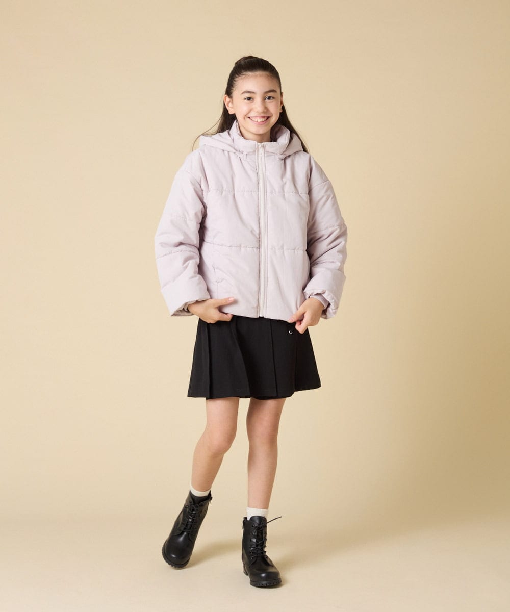 KJJAD02069 a.v.v KIDS(アー・ヴェ・ヴェ) [100-160]【フード取り外し可能/お家で洗える】中綿ショートブルゾン ピンク