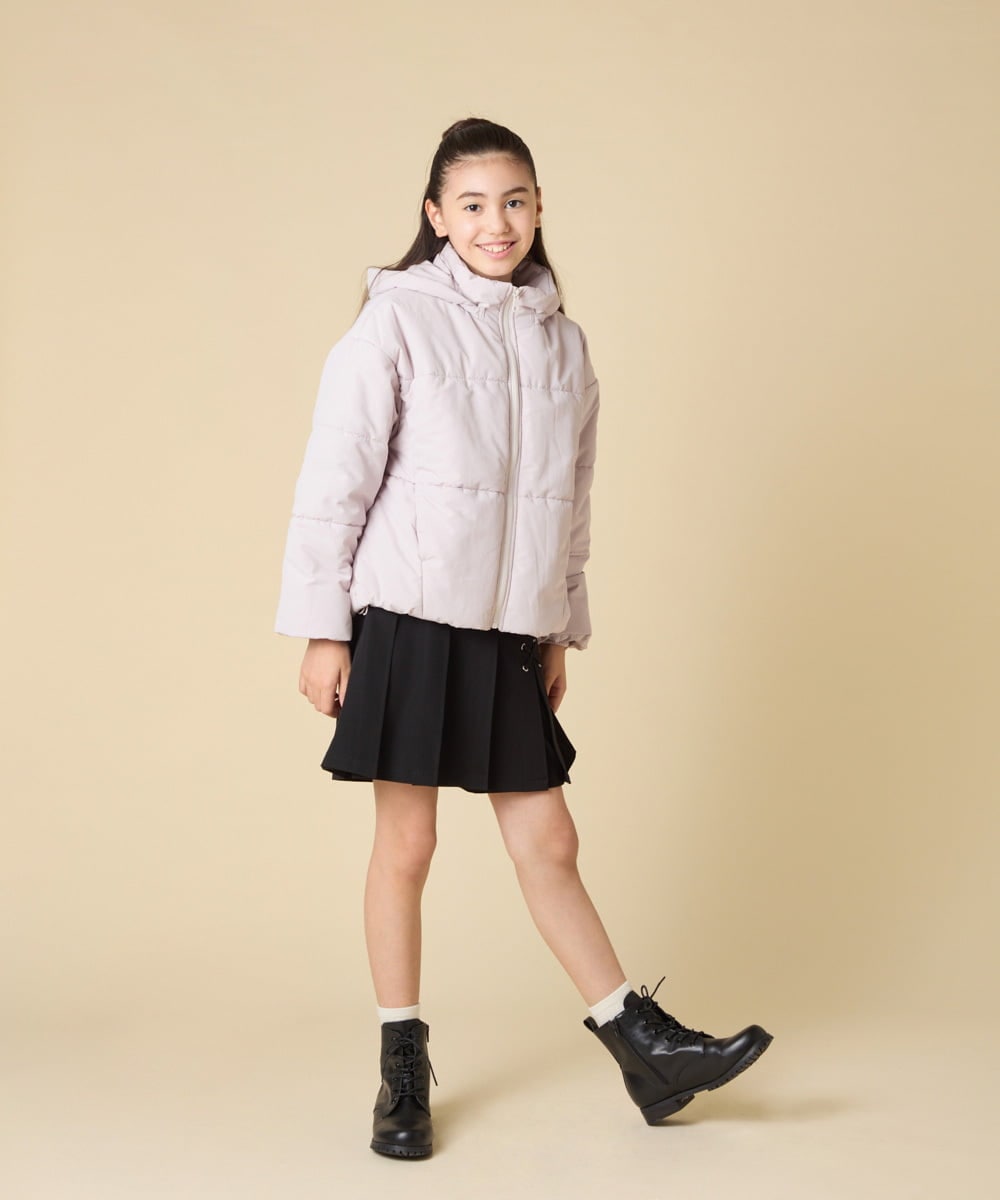 KJJAD02069 a.v.v KIDS(アー・ヴェ・ヴェ) [100-160]【フード取り外し可能/お家で洗える】中綿ショートブルゾン ピンク