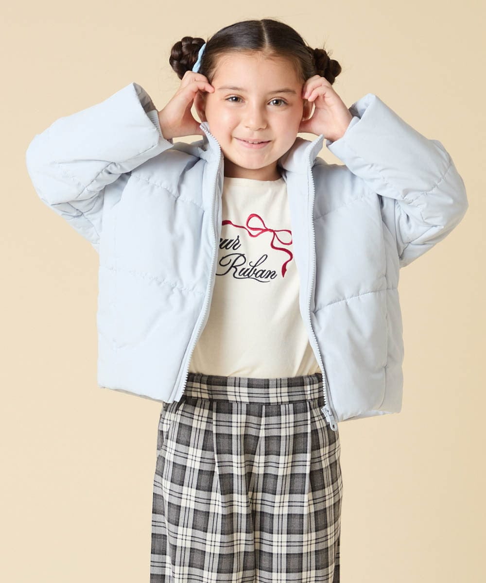 KJJAD02069 a.v.v KIDS(アー・ヴェ・ヴェ) [100-160]【フード取り外し可能/お家で洗える】中綿ショートブルゾン ライトブルー