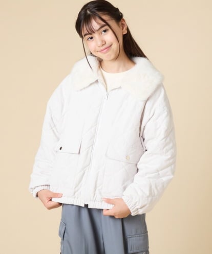 KJJAD03079 a.v.v KIDS [130-160]【お家で洗える】衿付きキルトボアジャケット