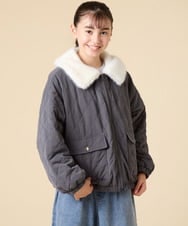 KJJAD03079 a.v.v KIDS(アー・ヴェ・ヴェ) [130-160]【お家で洗える】衿付きキルトボアジャケット アイボリー
