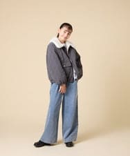 KJJAD03079 a.v.v KIDS(アー・ヴェ・ヴェ) [130-160]【お家で洗える】衿付きキルトボアジャケット アイボリー