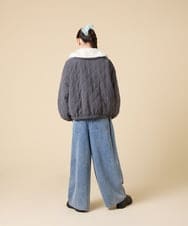 KJJAD03079 a.v.v KIDS(アー・ヴェ・ヴェ) [130-160]【お家で洗える】衿付きキルトボアジャケット アイボリー