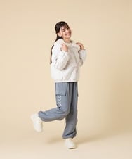 KJJAD03079 a.v.v KIDS(アー・ヴェ・ヴェ) [130-160]【お家で洗える】衿付きキルトボアジャケット アイボリー