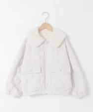 KJJAD03079 a.v.v KIDS(アー・ヴェ・ヴェ) [130-160]【お家で洗える】衿付きキルトボアジャケット アイボリー