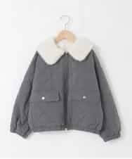 KJJAD03079 a.v.v KIDS(アー・ヴェ・ヴェ) [130-160]【お家で洗える】衿付きキルトボアジャケット ダークグレー