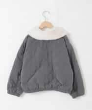 KJJAD03079 a.v.v KIDS(アー・ヴェ・ヴェ) [130-160]【お家で洗える】衿付きキルトボアジャケット ダークグレー