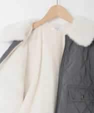 KJJAD03079 a.v.v KIDS(アー・ヴェ・ヴェ) [130-160]【お家で洗える】衿付きキルトボアジャケット ダークグレー