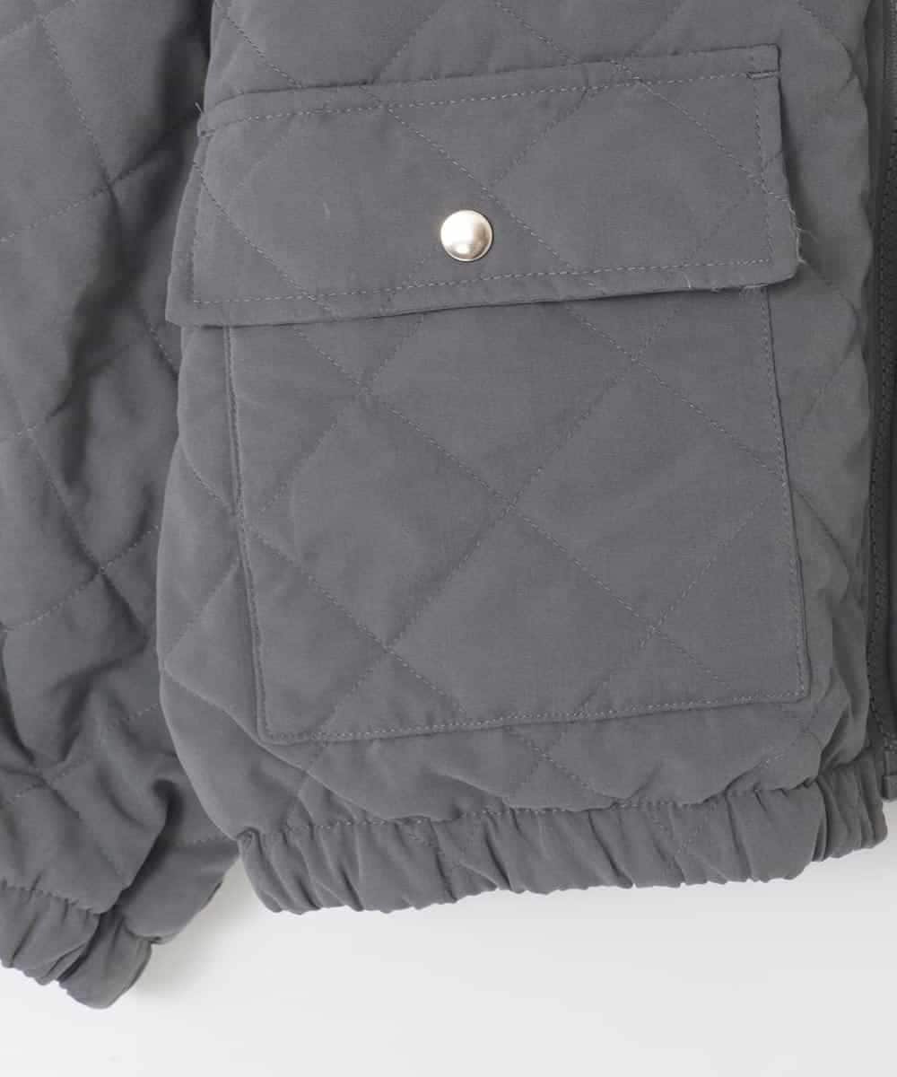 KJJAD03079 a.v.v KIDS(アー・ヴェ・ヴェ) [130-160]【お家で洗える】衿付きキルトボアジャケット ダークグレー