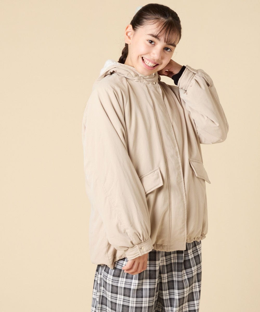 KJJAD04069 a.v.v KIDS(アー・ヴェ・ヴェ) [120-160]【フード取り外し可能/お家で洗える】裏ボアマウンテンパーカー ライトブルー
