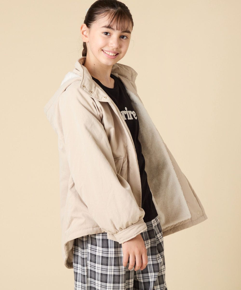 KJJAD04069 a.v.v KIDS(アー・ヴェ・ヴェ) [120-160]【フード取り外し可能/お家で洗える】裏ボアマウンテンパーカー ライトブルー