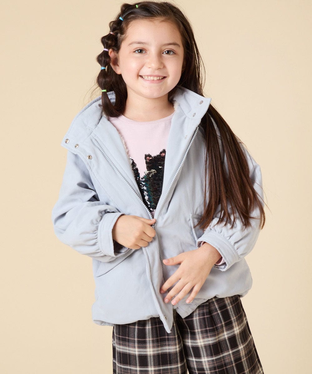 KJJAD04069 a.v.v KIDS(アー・ヴェ・ヴェ) [120-160]【フード取り外し可能/お家で洗える】裏ボアマウンテンパーカー ライトブルー