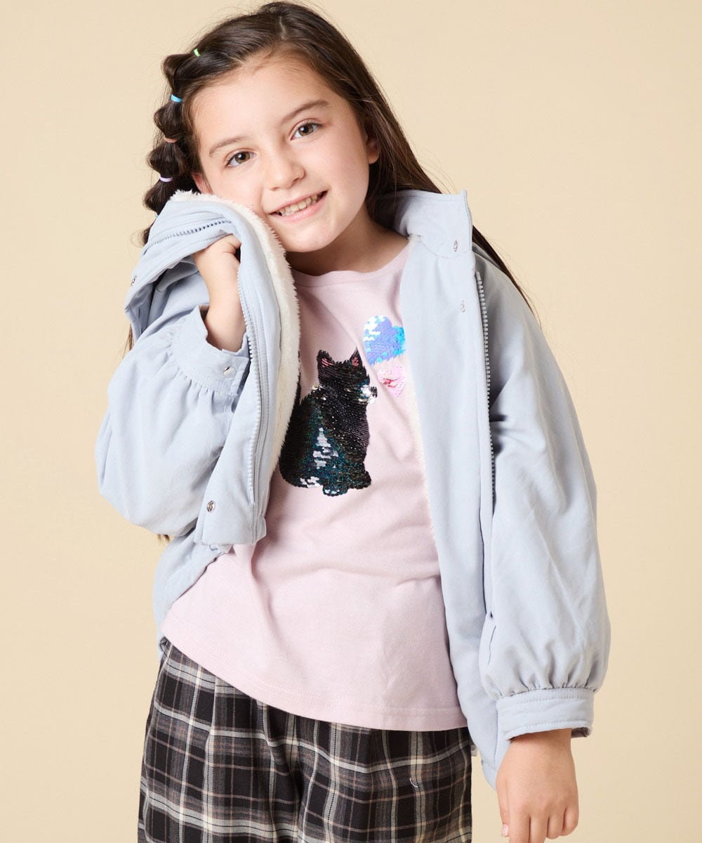 KJJAD04069 a.v.v KIDS(アー・ヴェ・ヴェ) [120-160]【フード取り外し可能/お家で洗える】裏ボアマウンテンパーカー ライトブルー