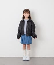 KJJAG02089 a.v.v KIDS(アー・ヴェ・ヴェ) [130-160]【手洗い可/フード取り外し可】フェイクレザーブルゾン ブラック