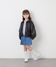KJJAG02089 a.v.v KIDS(アー・ヴェ・ヴェ) [130-160]【手洗い可/フード取り外し可】フェイクレザーブルゾン ブラック