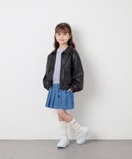 KJJAG02089 a.v.v KIDS(アー・ヴェ・ヴェ) [130-160]【手洗い可/フード取り外し可】フェイクレザーブルゾン ブラック