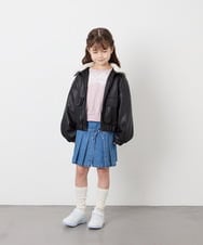 KJJAG02089 a.v.v KIDS(アー・ヴェ・ヴェ) [130-160]【手洗い可/フード取り外し可】フェイクレザーブルゾン ブラック