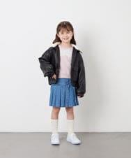 KJJAG02089 a.v.v KIDS(アー・ヴェ・ヴェ) [130-160]【手洗い可/フード取り外し可】フェイクレザーブルゾン ブラック