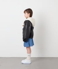 KJJAG02089 a.v.v KIDS(アー・ヴェ・ヴェ) [130-160]【手洗い可/フード取り外し可】フェイクレザーブルゾン ブラック