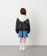 KJJAG02089 a.v.v KIDS(アー・ヴェ・ヴェ) [130-160]【手洗い可/フード取り外し可】フェイクレザーブルゾン ブラック