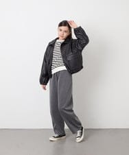 KJJAG02089 a.v.v KIDS(アー・ヴェ・ヴェ) [130-160]【手洗い可/フード取り外し可】フェイクレザーブルゾン ブラック