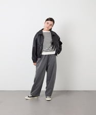 KJJAG02089 a.v.v KIDS(アー・ヴェ・ヴェ) [130-160]【手洗い可/フード取り外し可】フェイクレザーブルゾン ブラック